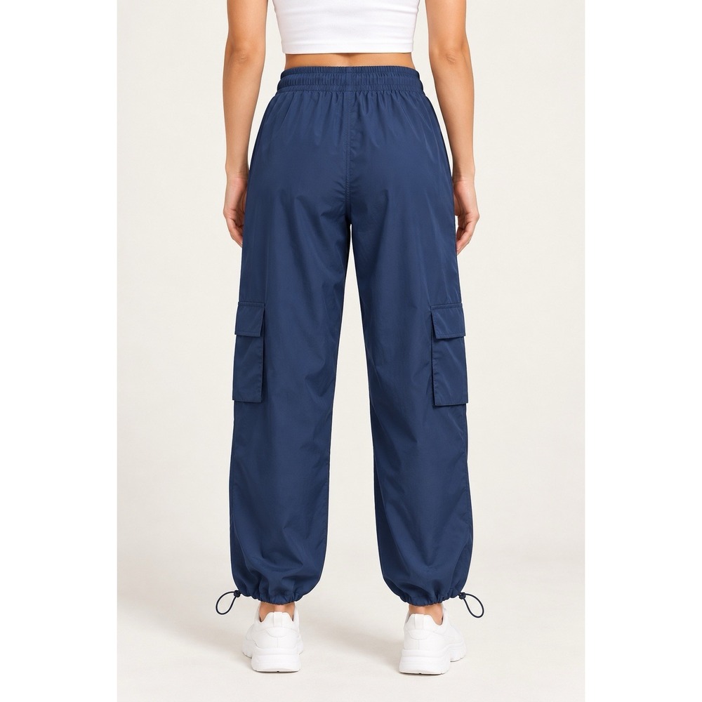 JEKAOYI Blue Cargo Pants Womens Medium Ripstop Elastic Waist Tapered Pockets - Picture 2 of 11